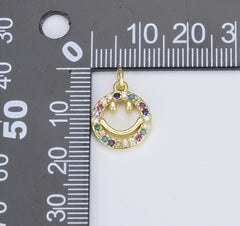 18K Gold Happy Face Charm, Gold Emoji Charm Gold Smile Charm Pendant Smiley face charms for Necklace Earring Bracelet Supply, CP1247