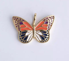 18K Gold Filled Enamel Monarch Butterfly Charm Pendant, CP1249