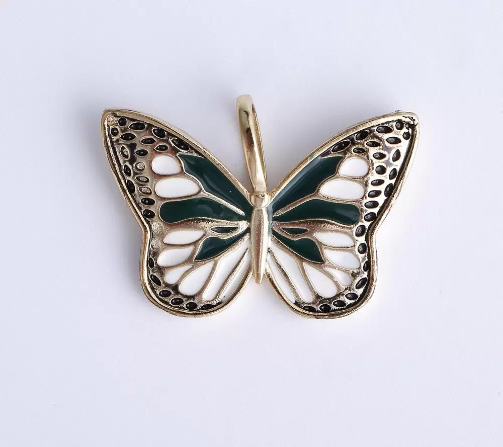 18K Gold Filled Enamel Monarch Butterfly Charm Pendant, CP1249