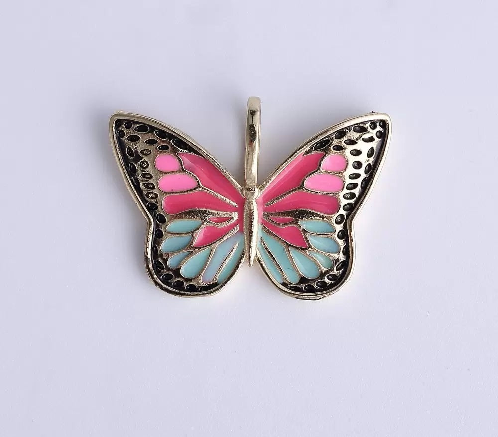 18K Gold Filled Enamel Monarch Butterfly Charm Pendant, CP1249