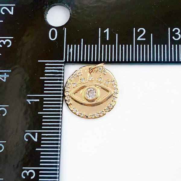 14K Gold Filled Disc Evil Eye Charm Pendant, CP1252