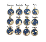 18K Gold Filled Dainty Zodiac Horoscope Sign Medallion Pendant Sparkle Astro Coin for Necklace Bracelet Jewelry Making Supply, CP1256