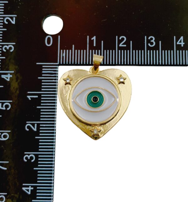 14K Gold Filled Evil Eye Charm, Cubic Zirconia Love Charm, Medallion Heart Jewelry, Micro Pave Sun Burst Charm, 25mm, CP1258