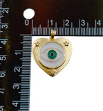 14K Gold Filled Evil Eye Charm, Cubic Zirconia Love Charm, Medallion Heart Jewelry, Micro Pave Sun Burst Charm, 25mm, CP1258