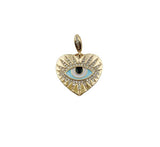 14K Gold Filled Evil Eye Charm, Cubic Zirconia Love Charm, Medallion Heart Jewelry, Micro Pave Sun Burst Charm, 25mm, CP1258