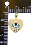 14K Gold Filled Evil Eye Charm, Cubic Zirconia Love Charm, Medallion Heart Jewelry, Micro Pave Sun Burst Charm, 25mm, CP1258