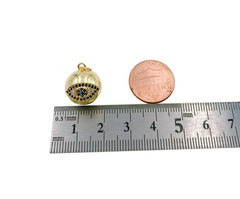 14K Gold Filled Micro Pave Evil Eye Charm, Amulet Charm Ball Charm, Ornament Greek Pendant, CP1261