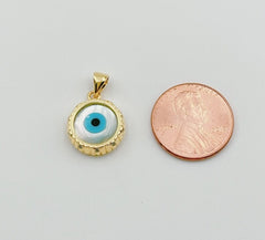 18K Gold filled Evil Eye Charm, Extra Tiny Evil Eye Pendant Charm Eye of RA Minimalist Jewelry Gift for Her Bridal Necklace Component, CP1265