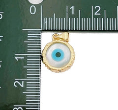 18K Gold filled Evil Eye Charm, Extra Tiny Evil Eye Pendant Charm Eye of RA Minimalist Jewelry Gift for Her Bridal Necklace Component, CP1265