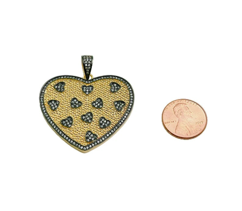 14K Gold Filled Heart Charm Medallion Pendant, Gold Necklace Pendant for Necklace Bracelet Charm Component Supply, 40x37mm, CP1276