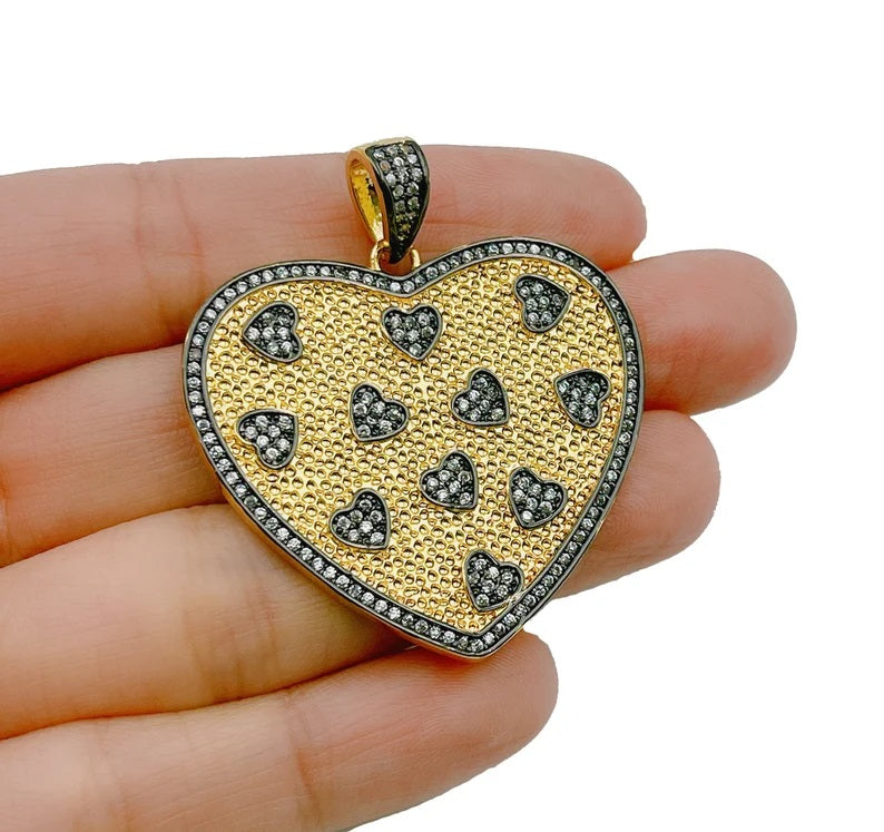 14K Gold Filled Heart Charm Medallion Pendant, Gold Necklace Pendant for Necklace Bracelet Charm Component Supply, 40x37mm, CP1276