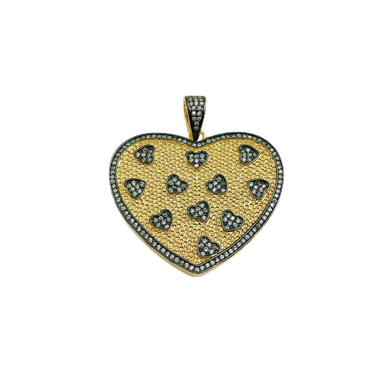 14K Gold Filled Heart Charm Medallion Pendant, Gold Necklace Pendant for Necklace Bracelet Charm Component Supply, 40x37mm, CP1276