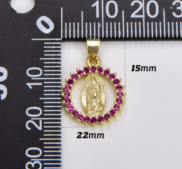 18K Gold Filled Virgin Mary Pendant Necklace, Micro Pave Virgen de Guadalupe Medallion Pendant for Necklace Religious Jewelry Supply, CP1278