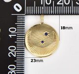 14K Gold Filled Dainty Moon and Star Medallion Pendant, Crescent Moon Round Disc Charm Necklace, 23x18mm, CP1280