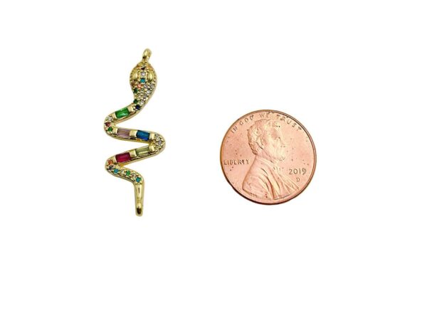 14K Gold Filled Dainty Colorful Micro Pave Snake Charm, Cubic Snake Charm, Serpent Charm, Animal Charm for Necklace Bracelet Component, CP1284