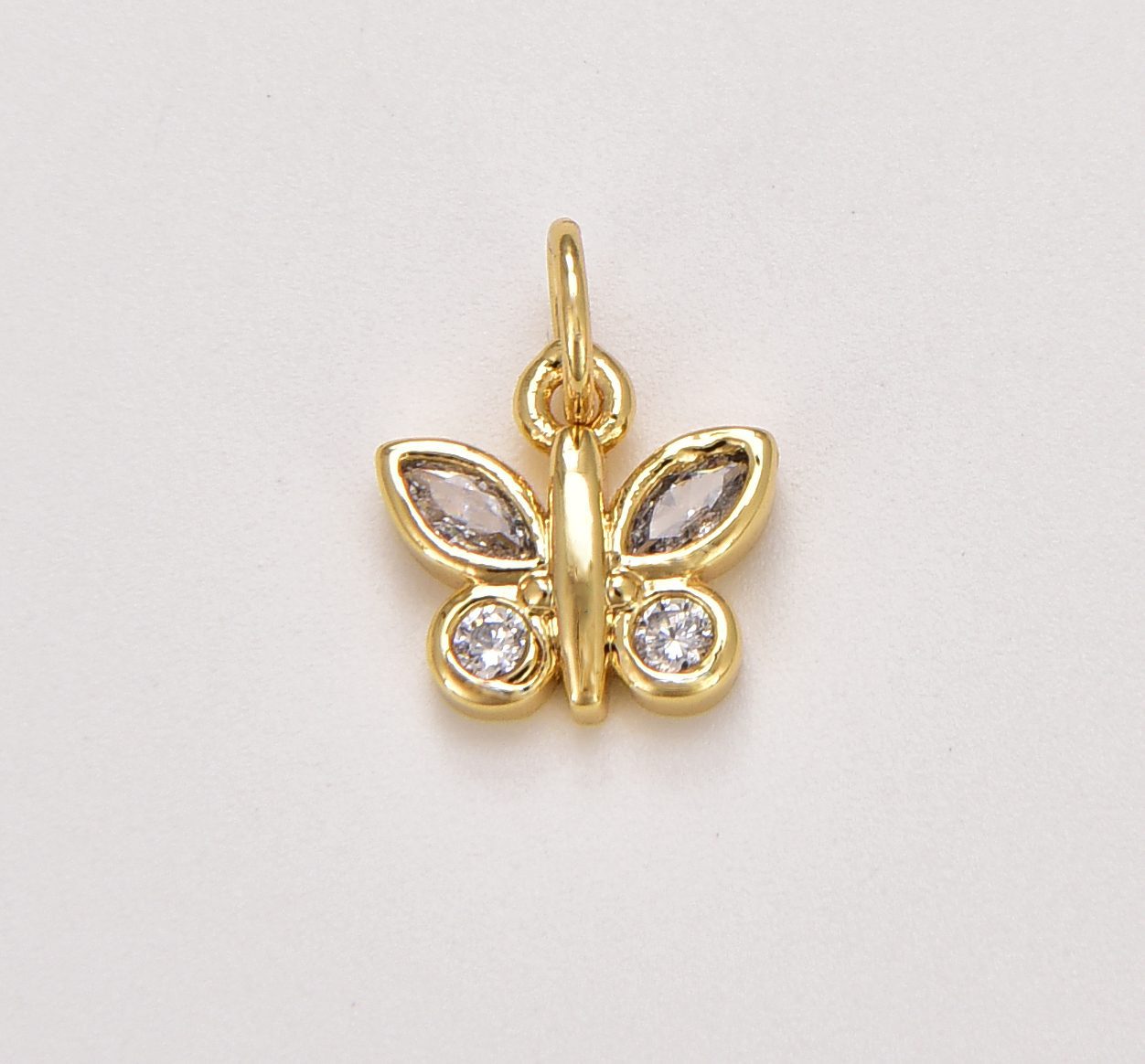 14K Gold Filled Butterfly Charm Micro Pave Butterfly, CZ Charms, Cubic Zirconia Butterfly Side way Charm Bracelet Earring Necklace, CP1286