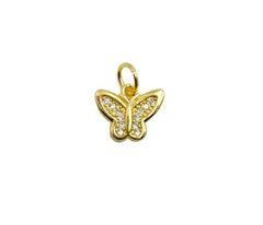 14K Gold Filled Butterfly Charm Micro Pave Butterfly, CZ Charms, Cubic Zirconia Butterfly Side way Charm Bracelet Earring Necklace, CP1286