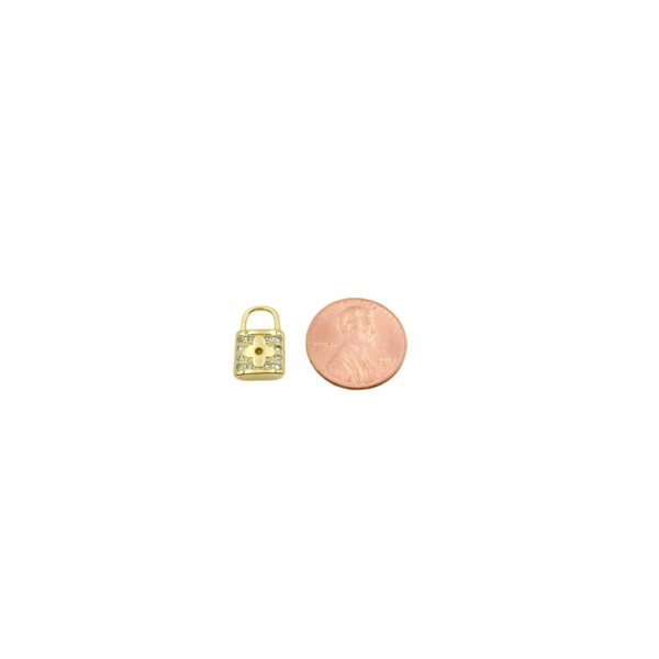 14K Gold Filled Dainty Micro Pave Padlock Charm CP1287