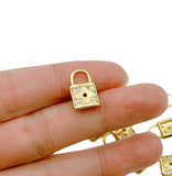 14K Gold Filled Dainty Micro Pave Padlock Charm CP1287