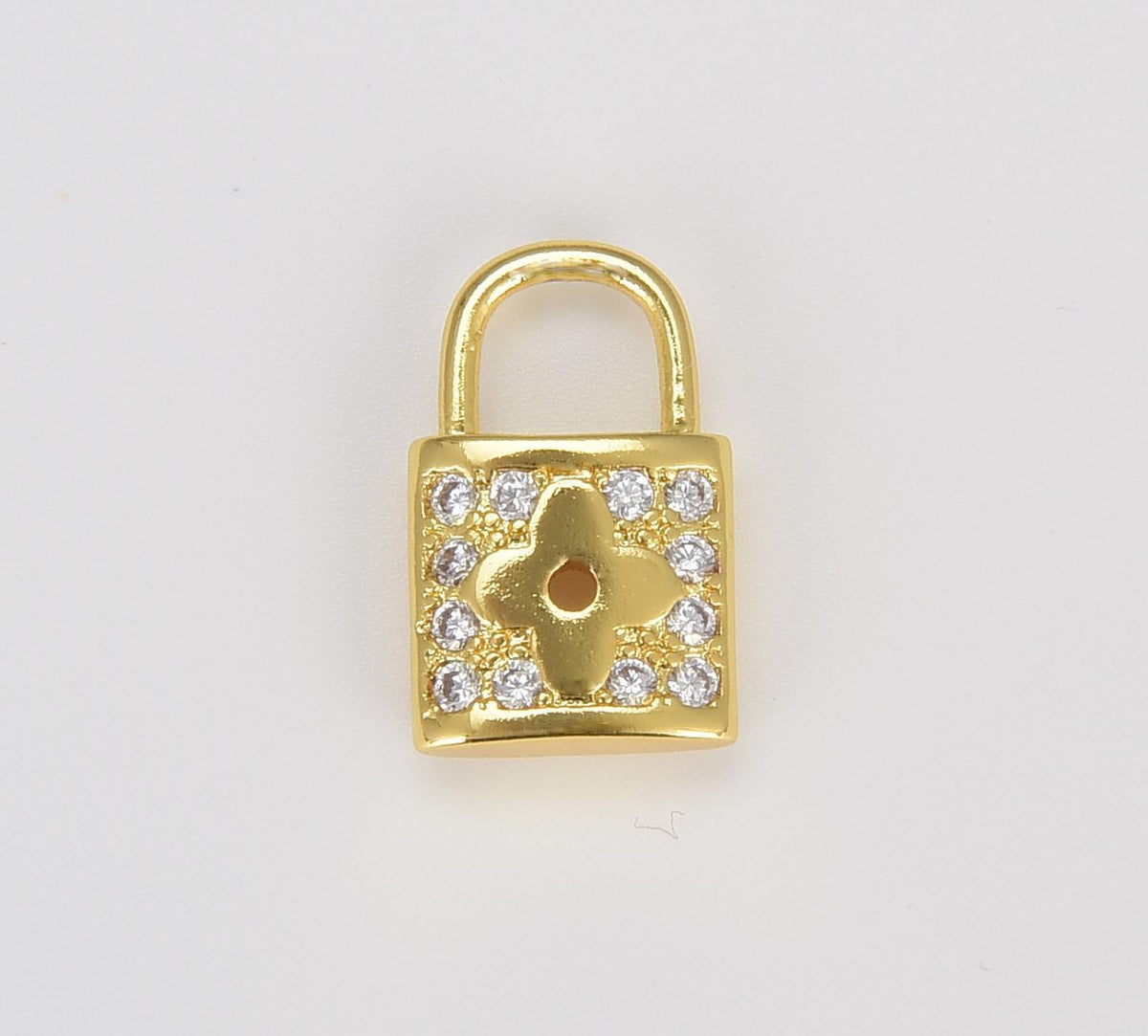 14K Gold Filled Dainty Micro Pave Padlock Charm CP1287