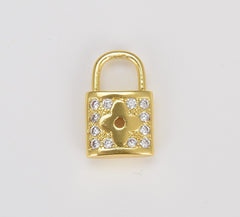 14K Gold Filled Dainty Micro Pave Padlock Charm CP1287