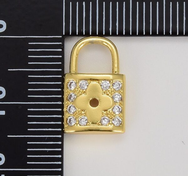 14K Gold Filled Dainty Micro Pave Padlock Charm CP1287