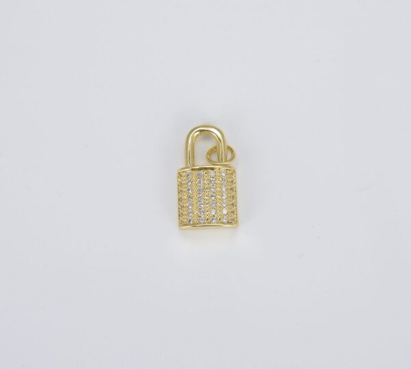 14K Gold Filled Micro Pave Padlock and Heart Lock Charm Pendant, CP1288