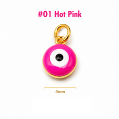 18K Gold Filled Enamel Evil Eye Charm, Evil Eye Pendant Mini Round Evil Eye Charm for bracelet Necklaces Earrings Jewelry, CP1291