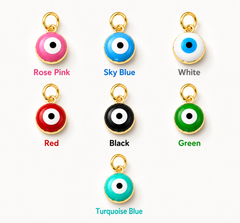 18K Gold Filled Enamel Evil Eye Charm, Evil Eye Pendant Mini Round Evil Eye Charm for bracelet Necklaces Earrings Jewelry, CP1291