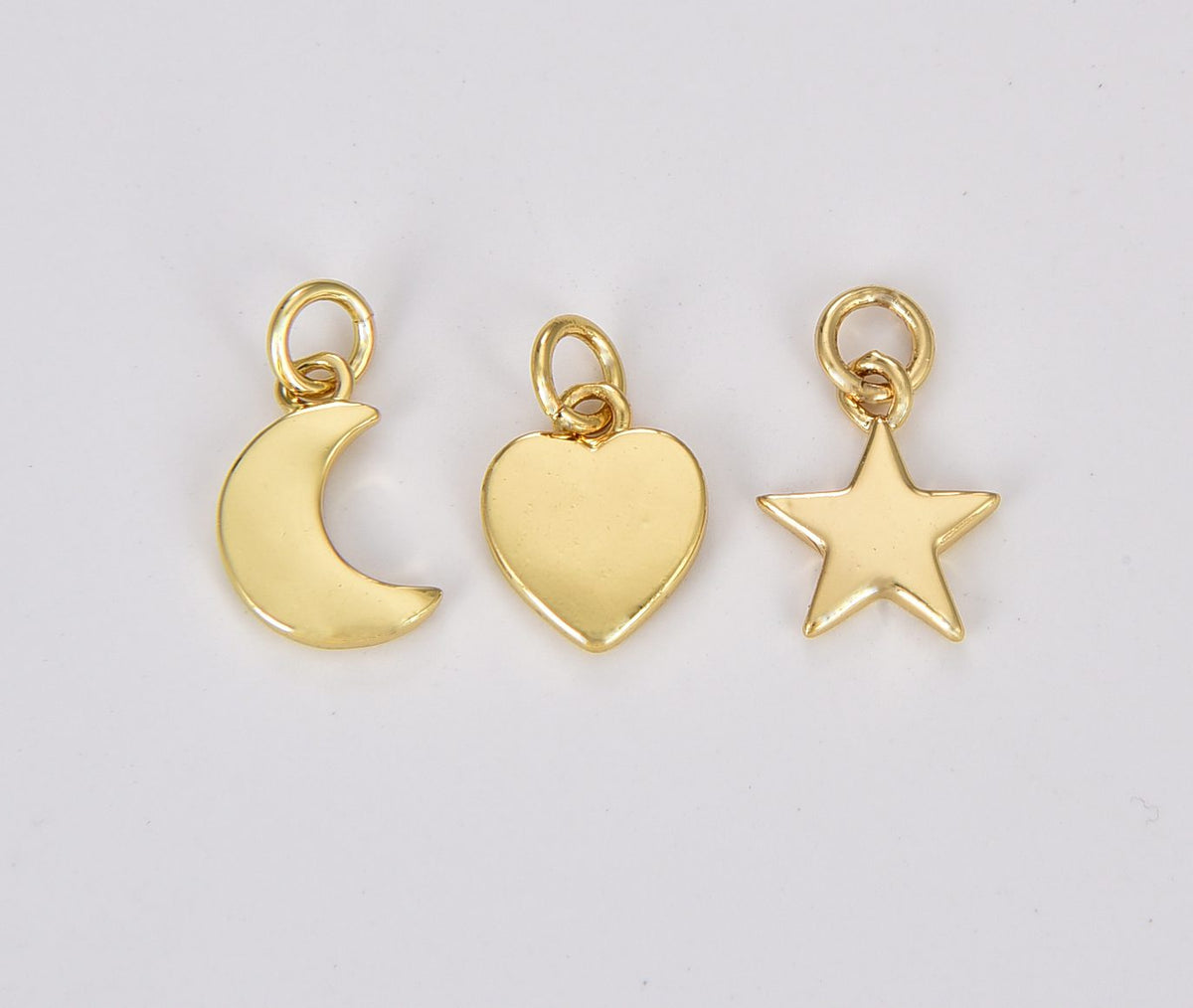 18K Gold Filled Small Crescent Moon Charm, Star Charm, Heart Charm, Celestial Jewelry Making for Necklace Bracelet Earring Charm, CP1292