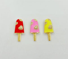 18K Gold Filled Pink Enamel Charm, Red Lollipop Charms, Sweet Charms, Happy Jewelry Pendant, Necklace Bracelet Charm, Craft Supplies, CP1298