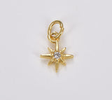 18K Gold Filled Mini Shooting Star Cubic Zirconia Bracelet Necklace Pendant Earring Charm Gift for Woman Jewelry Making, 8mm, CP1302