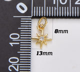 18K Gold Filled Mini Shooting Star Cubic Zirconia Bracelet Necklace Pendant Earring Charm Gift for Woman Jewelry Making, 8mm, CP1302