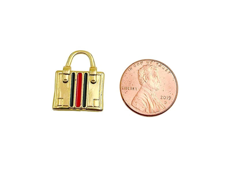 14K Gold Filled Dainty Padlock Charm, Enamel Padlock Charm, Chic Purse Handbag Lock Pendant for Earring Necklace Bracelet Making, CP1303