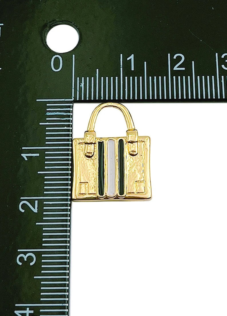 14K Gold Filled Dainty Padlock Charm, Enamel Padlock Charm, Chic Purse Handbag Lock Pendant for Earring Necklace Bracelet Making, CP1303