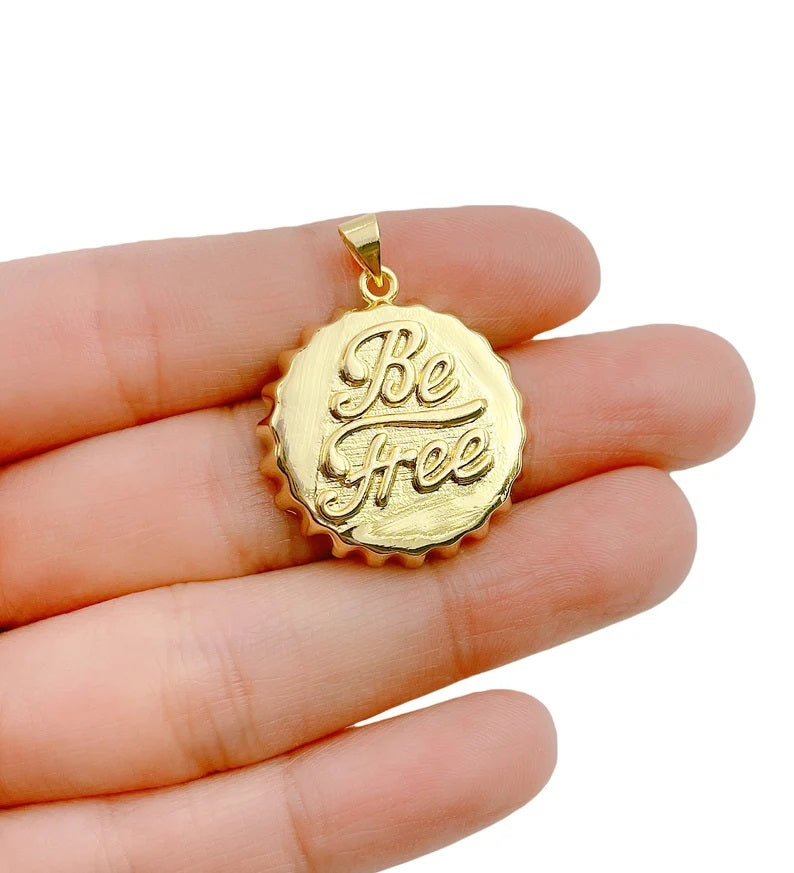 18K Gold Filled Soda Cap Pendant Charm For Wholesale Jewelry Making Supplies, Gold Bottle Cap Charm, 25mm, CP1304