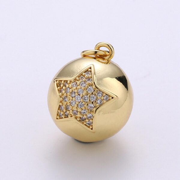 14K Gold Filled Micro Pave Star Ball Charm, Ornament Gold Filled Finding Necklace Bracelet Jewelry Making, CP1306B