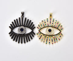 18K Gold Filled Evil Eye Charm, CZ Micro Pave Sparkly Eyelash Charm, Evil Eye Charm Pendant for Bracelet Necklace Jewelry Making, CP1309