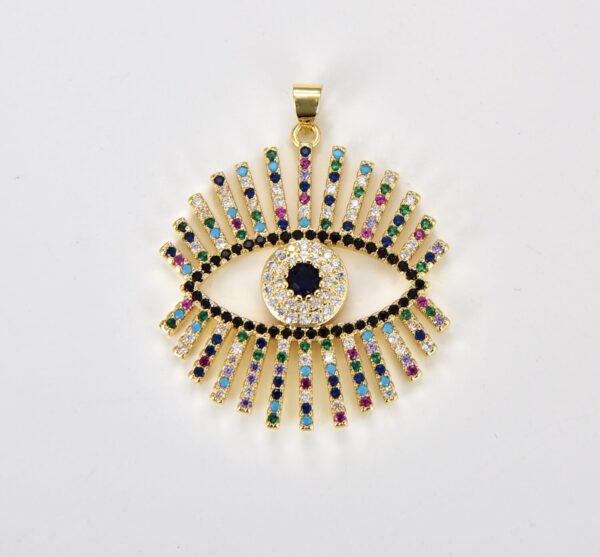 18K Gold Filled Evil Eye Charm, CZ Micro Pave Sparkly Eyelash Charm, Evil Eye Charm Pendant for Bracelet Necklace Jewelry Making, CP1309