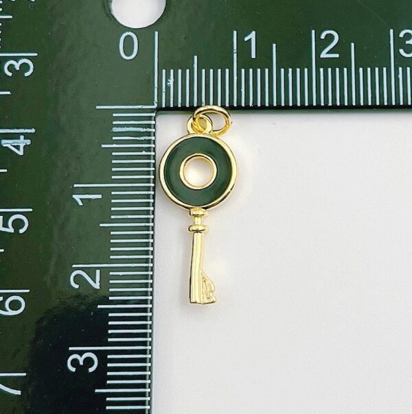 18K Gold Filled Enamel Colorful Round Ring On Key Shape Pendant, Dainty Enamel Charm for Bracelet Necklace Jewelry Making, 24x10mm, CP1312