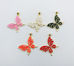 18K Gold Filled Enamel Monarch Butterfly, Butterfly Pendant, Dream Animal Lover Necklace Pendant Charm Designer Colorful Jewelry Making CP1313