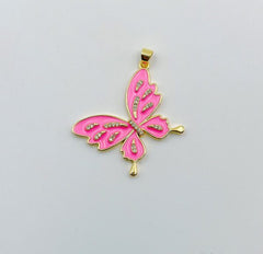 18K Gold Filled Enamel Monarch Butterfly, Butterfly Pendant, Dream Animal Lover Necklace Pendant Charm Designer Colorful Jewelry Making CP1313