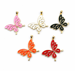 Gold Filled CZ Butterfly Charm, Enamel Butterfly Wings Pendant, Pave Crystal Butterfly Jewelry Finding for Necklace Bracelet DIY, CP1313
