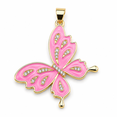 Gold Filled CZ Butterfly Charm, Enamel Butterfly Wings Pendant, Pave Crystal Butterfly Jewelry Finding for Necklace Bracelet DIY, CP1313