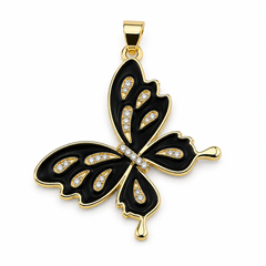 Gold Filled CZ Butterfly Charm, Enamel Butterfly Wings Pendant, Pave Crystal Butterfly Jewelry Finding for Necklace Bracelet DIY, CP1313