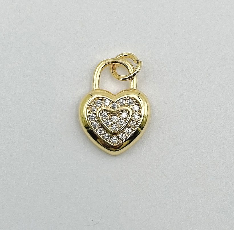 18K Gold Filled Dainty Cubic Heart Pendant Micro Pave Heart Charm for Necklace Bracelet Earring Jewelry Making, 15x11mm, CP1315