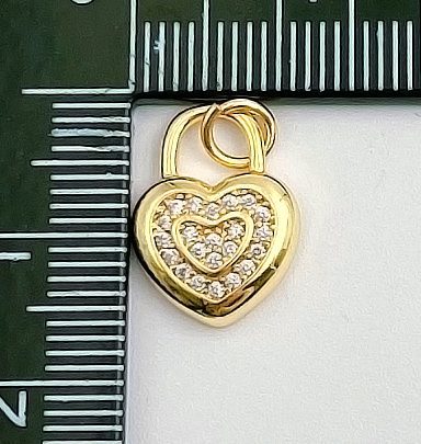 18K Gold Filled Dainty Cubic Heart Pendant Micro Pave Heart Charm for Necklace Bracelet Earring Jewelry Making, 15x11mm, CP1315