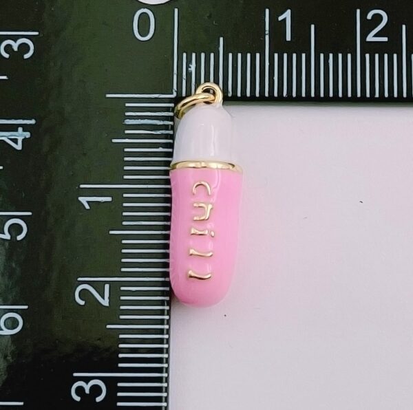 24K Gold Filled Colorful Enamel Pill Shape Pendant Charm, Chill | Love Word Enamel Jewelry for Bracelet Necklace Component Supply, CP1317