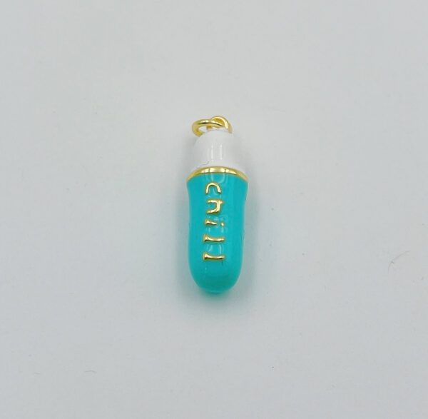 24K Gold Filled Colorful Enamel Pill Shape Pendant Charm, Chill | Love Word Enamel Jewelry for Bracelet Necklace Component Supply, CP1317