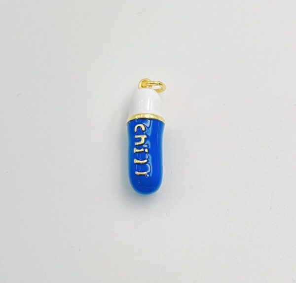 24K Gold Filled Colorful Enamel Pill Shape Pendant Charm, Chill | Love Word Enamel Jewelry for Bracelet Necklace Component Supply, CP1317